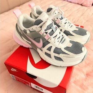 Nike V2K Run Women's Pink & Gray Athletic Sneakers